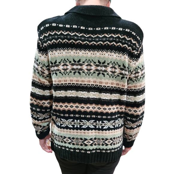 VTG Carolyn Taylor Chenille Fair Isle Sweater Sz S 90s Y2K Zip Front Korea - Picture 4 of 10